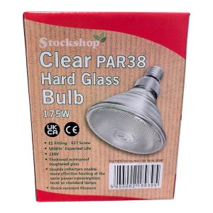 Stockshop Clear PAR38 Hard Glass Bulb 175w